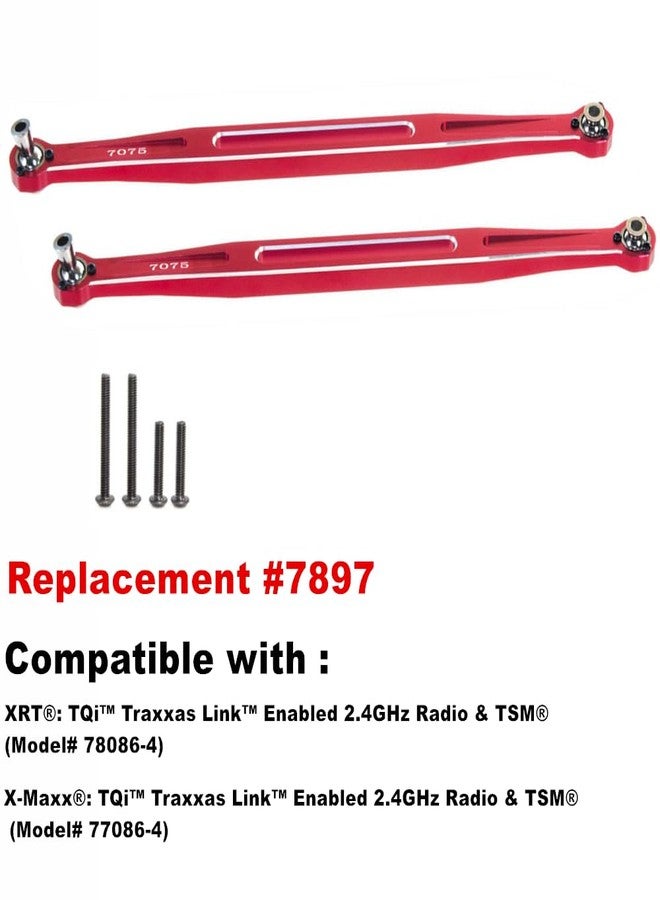 UURCSKY Aluminum Front Steering Tie Rod Links for 1/6 XRT 1/5 X-MAXX WideMaxx 8S 4WD Monster Truck Upgrades Parts 2 pcs/Set #7897 (Red) - Image 2